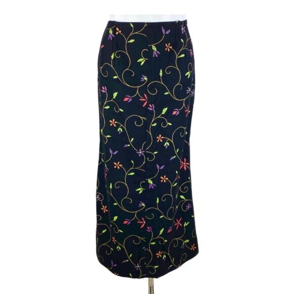 KENZO JEANS Floral Wool Blend Lined Midi Skirt EU 40 - Picture 1 of 3